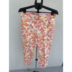 Talbots Perfect Crop Pants 10P Pink Orange Floral Fruit Tropical Print Petite